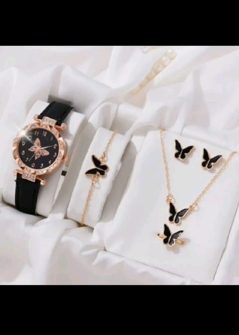 Watch Earrings Necklace Bracelet Set